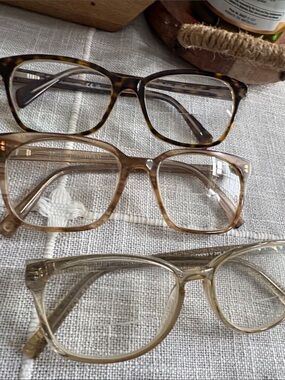 Three-Pair Stylish Eyeglass Frame Set - Tortoise & Neutral Beige